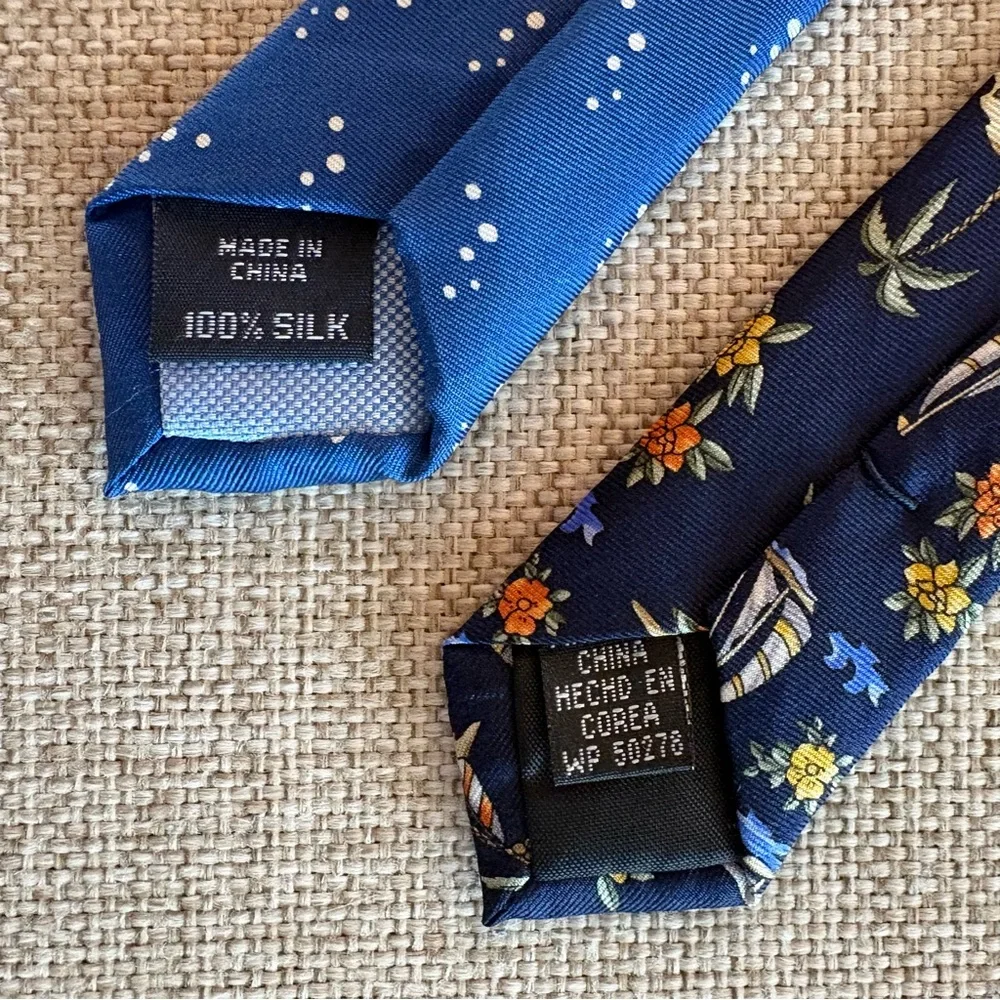 Lobster and Tropical Nautical Silk Ties - Coastal Preppy Bundle (2)